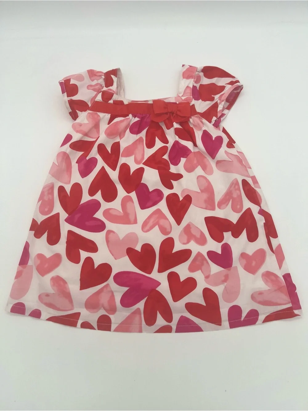 Gymboree Baby Girl Red Hears Red Bow Dress Cotton 18-24 Months